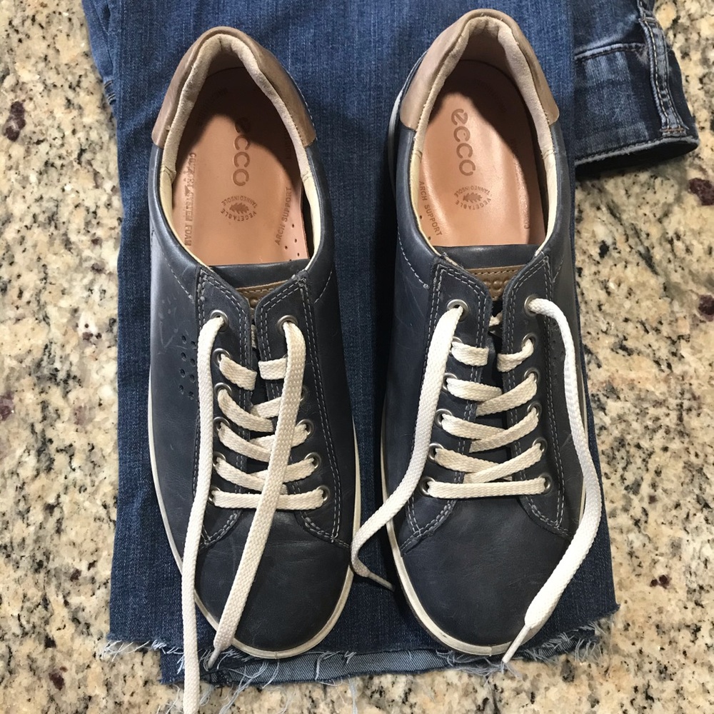 ECCO Blue-grey Soft Leather Sneakers